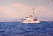 The Research Vessel Caranx as she leaves Port Royal Marine Laboratory on a routine fisheries investigation cruise. (Late 1970's)